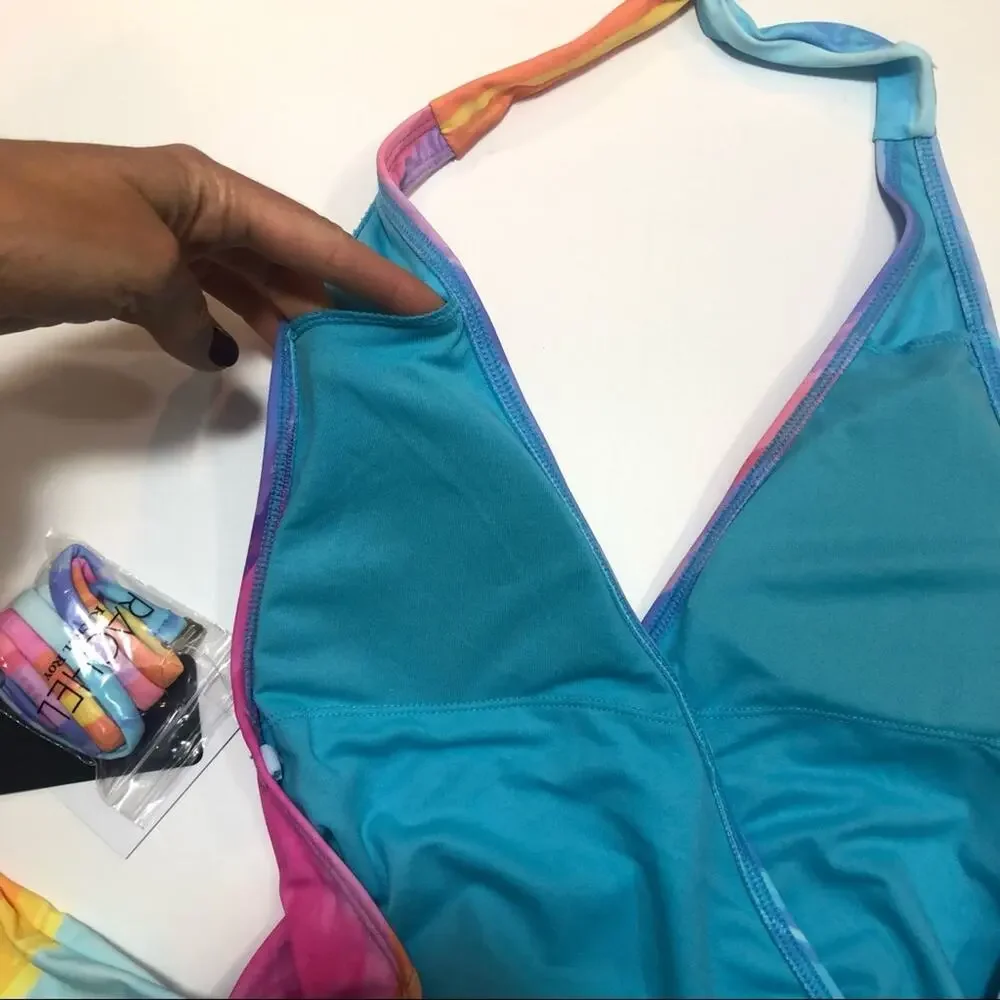 Rachel Roy Wrap Front Belted One Piece Swimsuit